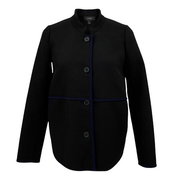 J.CREW Tipped Twill Jacket in Black & Navy Size 0 - Picture 1 of 13